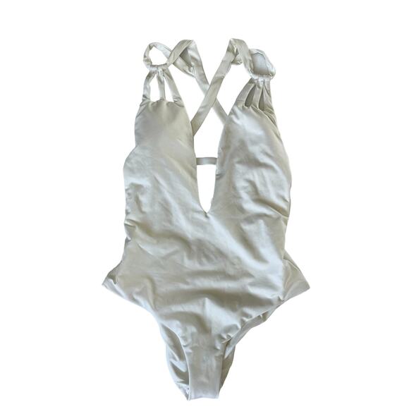 BECCA Color Code Plunge One-Piece White Swimsuit Size Small - Picture 3 of 6